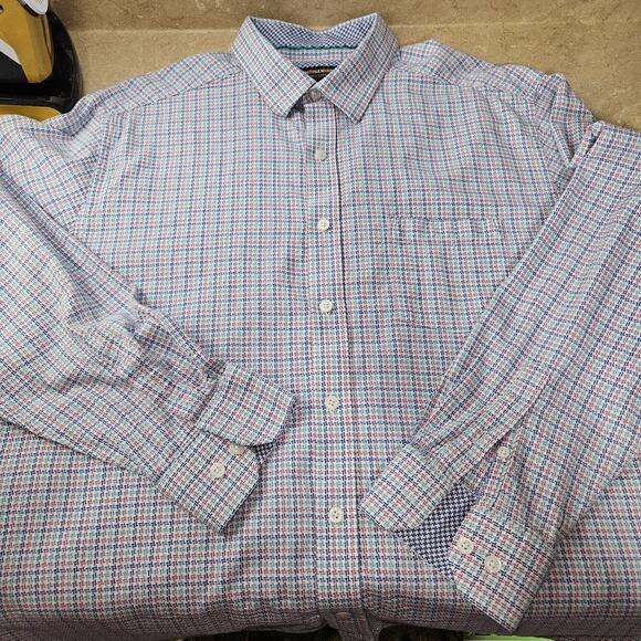 Johnston & Murphy Shirt Mens SZ XXL Flip Sleeve Preppy Coastal Academia‎ Office - Picture 8 of 9